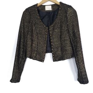 Mustard seed tweed studded jacket